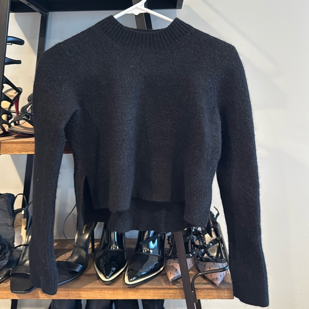 All Saints Medium new wool alpaca blend crop sweater black